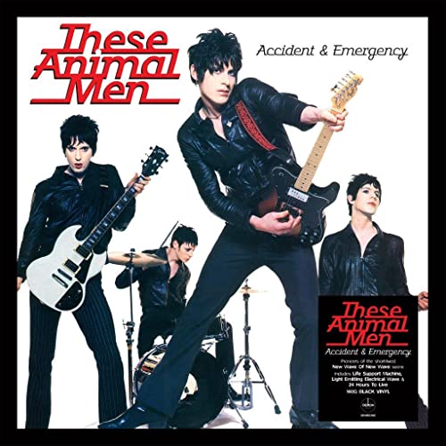 Album cover for “Accident & Emergency” by These Animal Men, featuring a band photo.