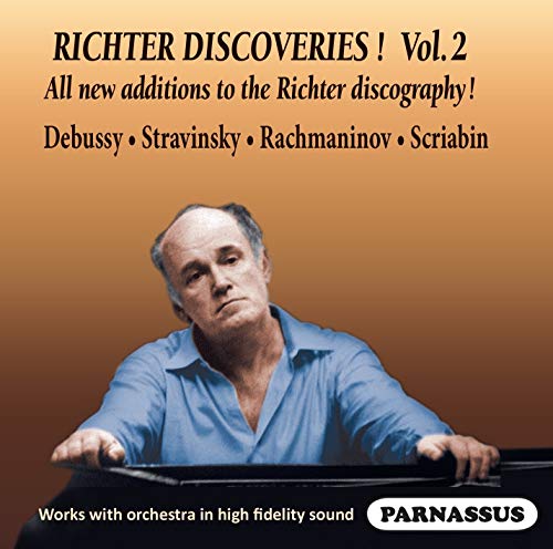 CD cover featuring pianist Svjatoslav Richter, composers Debussy, Stravinsky, and Rachmaninoff.