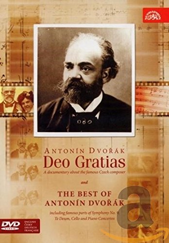 "DVD cover featuring a portrait of Antonin Dvorak, with a filmstrip and musical notes."