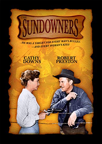 DVD cover for "The Sundowners" featuring a man and woman against an orange background.