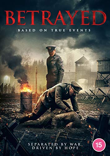 DVD cover for "Betrayed" depicting a man in uniform near a burning landscape.
