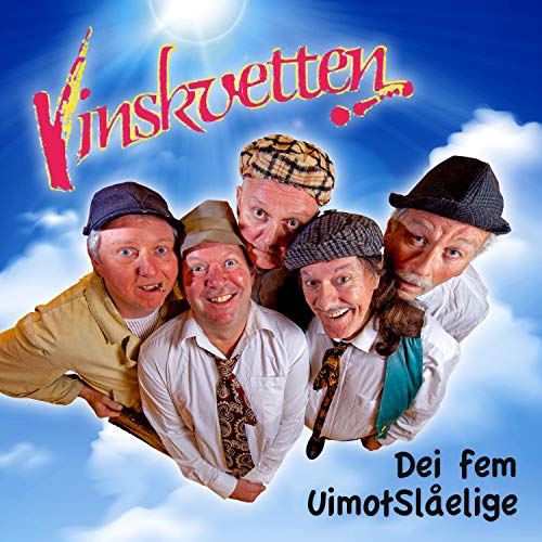 Album cover for Vinskvetten featuring five smiling men in hats against clouds.