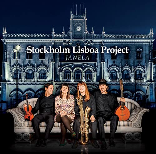 CD cover: four musicians on a couch in front of a building.
