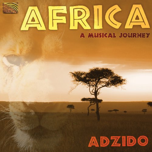 "CD cover with lion's face, savannah scene, and 'Africa: A Musical Journey' text."