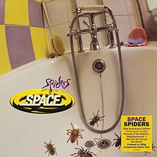 Album cover for Space’s “Spiders” featuring a bathtub and spider imagery.
