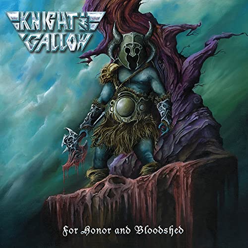 Album cover: armored figure with horned helmet, standing on a rocky cliff.