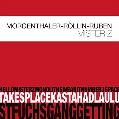 "Red and white album cover with typographic design and artist's name."