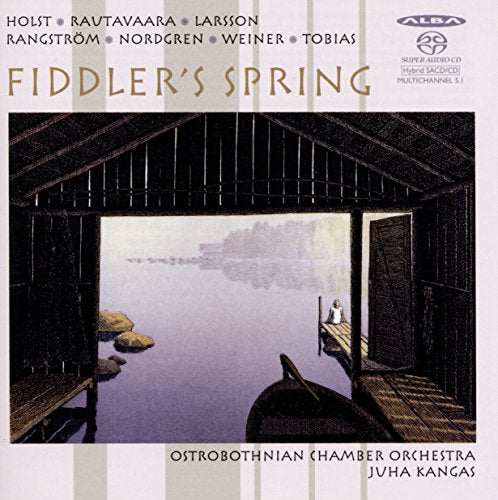 CD cover art: serene lake scene through a wooden dock, with "Fiddler's Spring" title.