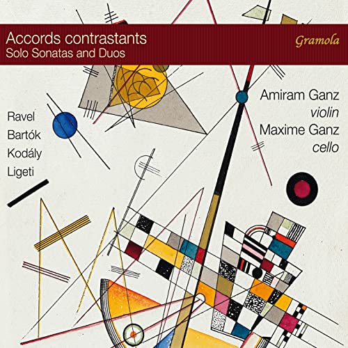 CD cover with abstract geometric shapes and text listing composers/performers.