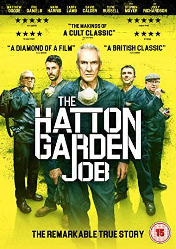 DVD cover for "The Hatton Garden Job" featuring a group of older men.