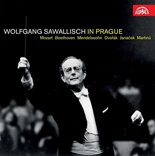 "CD cover featuring black-and-white photo of conductor Wolfgang Sawallisch holding a baton."