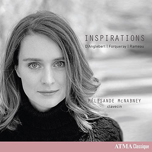 Portrait of Melisande Mcnabney, a classical musician, with album title text.