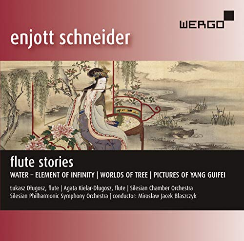 CD cover: "Enjott Schneider: Flute Stories" with a painted Asian scene.