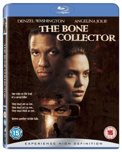 Blu-ray cover for "The Bone Collector" featuring Denzel Washington and Angelina Jolie.