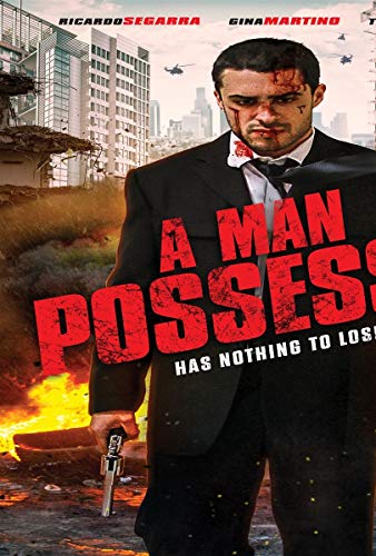 DVD cover for "A Man Possessed" featuring a wounded man in a suit.