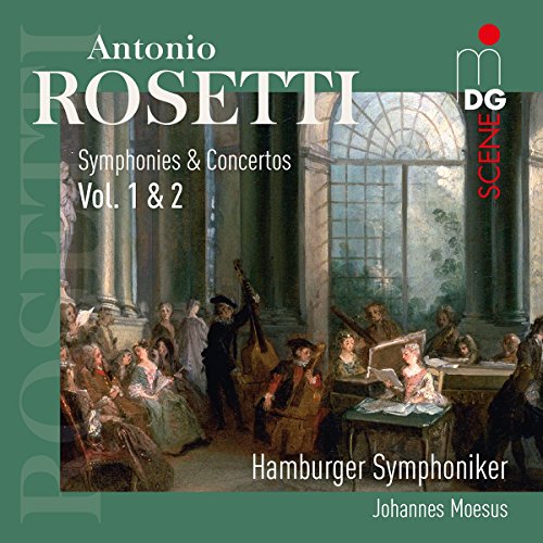 A green CD cover featuring a 18th-century orchestra scene with text overlays.