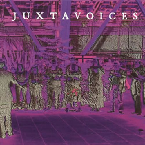 A purple-tinted album cover featuring a group of people in an industrial setting.