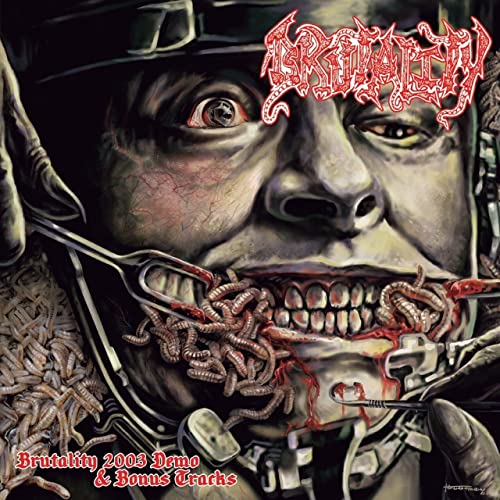 CD cover for Brutality, featuring a gruesome, detailed illustration of a face.