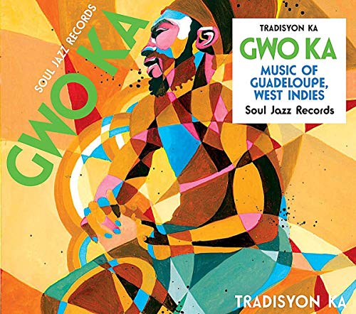CD cover: colorful abstract portrait of a man playing a drum.