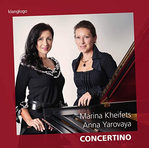 Two women with a piano, album cover for “Concertino” by Kheifets/Yarovaya.