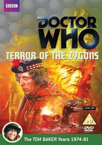 DVD cover for "Doctor Who - Terror Of The Zygons" featuring Tom Baker and a Zygon.