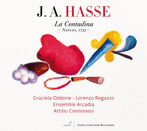 CD cover for Johann Adolph Hasse’s “La Contadina” with abstract floral art.