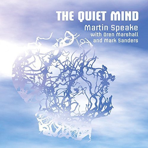 "Album cover with blue cloudy background, white text, and abstract tree-like design."