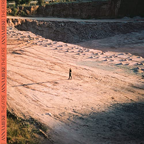 Vinyl album cover for Anna Mieke’s “Theatre” featuring a lone figure in a quarry.