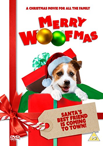 Merry Woofmas" DVD cover featuring a Jack Russell dog wearing a Santa hat.
