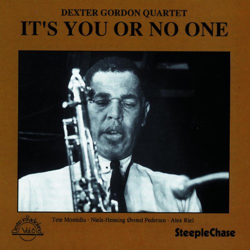 Brown album cover with black text and black-and-white photo of man holding saxophone.