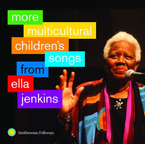 "Album cover featuring Ella Jenkins singing into a microphone, colorful text overlay."