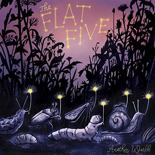 Album cover for “Another World” by The Flat Five, featuring insects and plants.