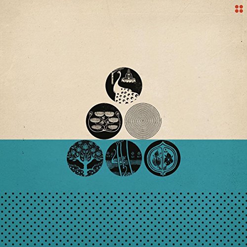 CD cover with abstract black botanical illustrations on a blue background.