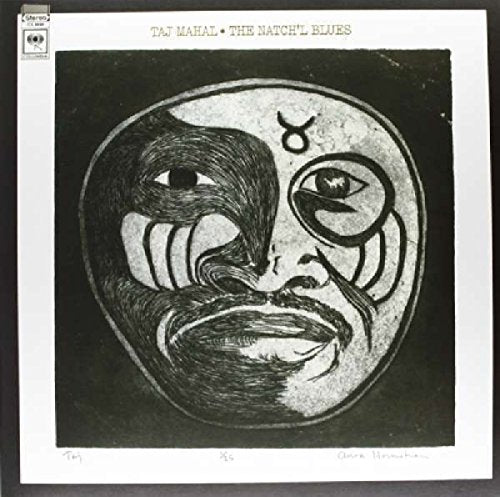 Vinyl record cover featuring abstract face illustration in black and white with astrological symbol.