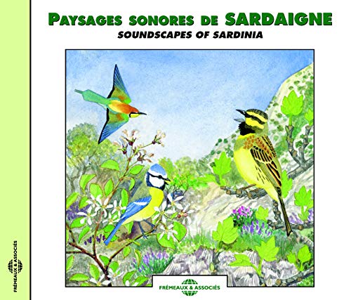CD cover with painted birds and foliage, titled "Soundscapes of Sardinia".