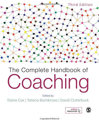 "The Complete Handbook of Coaching" book cover with multicolored network graphic and editors' names.