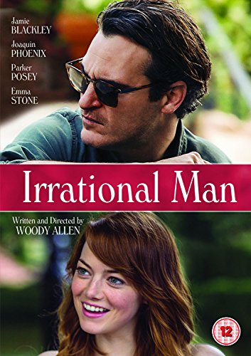 DVD cover for "Irrational Man" with man and woman portraits and title.