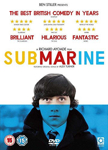 Submarine" DVD cover featuring a young man with dark hair, split blue and red background.