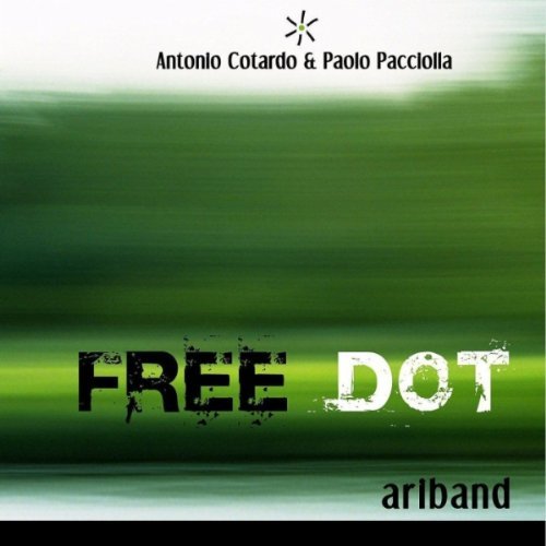 "Album cover with 'FREE DOT' in bold black and white text on a green gradient background."