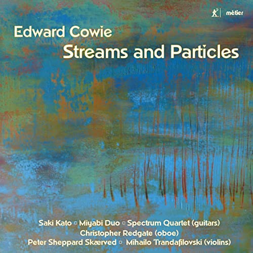 CD cover for "Streams and Particles" by Edward Cowie, abstract blue painting.