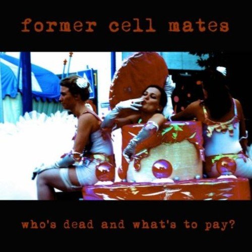 "Album cover with three people on a carnival float, black background, orange text."