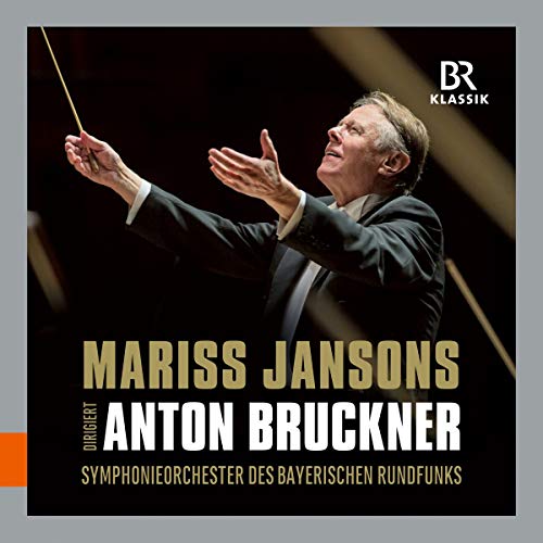 Mariss Jansons conducting, album cover for Bruckner symphonies on CD.