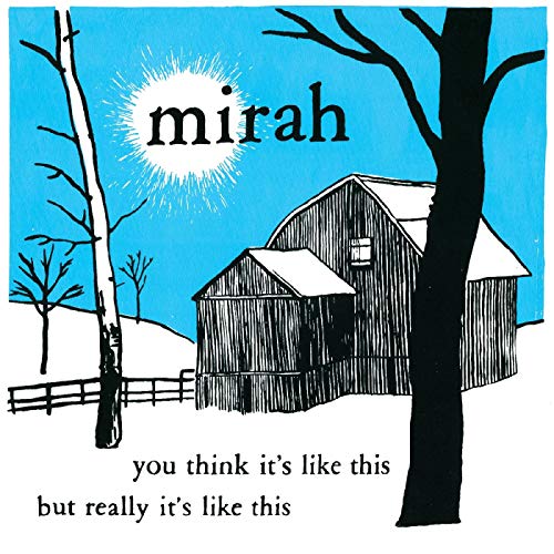 "Album cover art featuring a snowy barn scene with black and white illustrations."