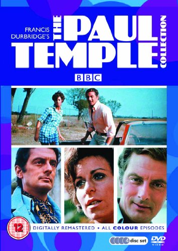Blue DVD cover with white text and images of actors from "The Paul Temple Collection".