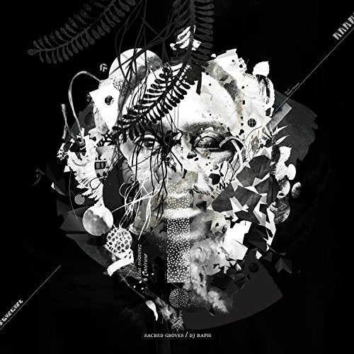 Black-and-white album cover with a face surrounded by abstract plants and shapes.
