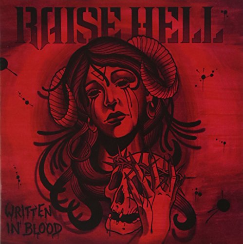 Album cover featuring a horned woman holding a skull on a red background.
