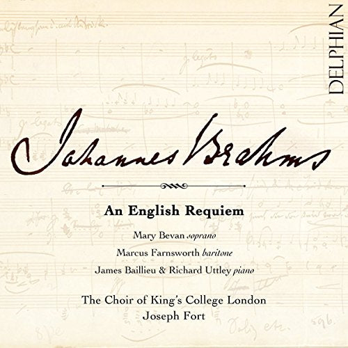 CD cover with beige background and black text, featuring Johannes Brahms' signature.