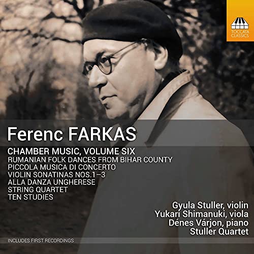 CD cover featuring a portrait of composer Ferenc Farkas in a beret.