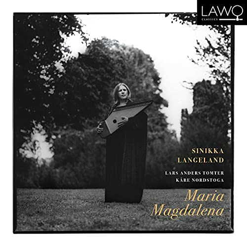 Woman with a kantele stands in a field, album cover for Maria Magdalena.