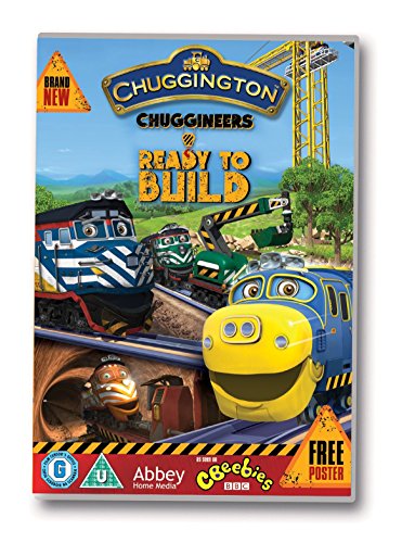 "DVD case cover featuring cartoon trains and construction equipment with "Chuggington" title."